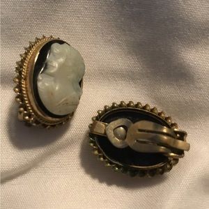 Vintage cameo clip on earrings